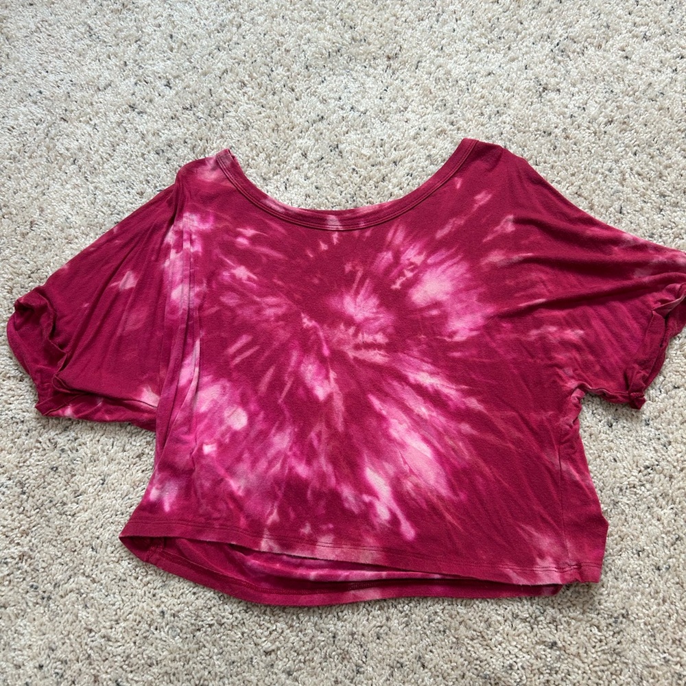 Pink Bleach Dyed Short Sleeve Crop Top size M